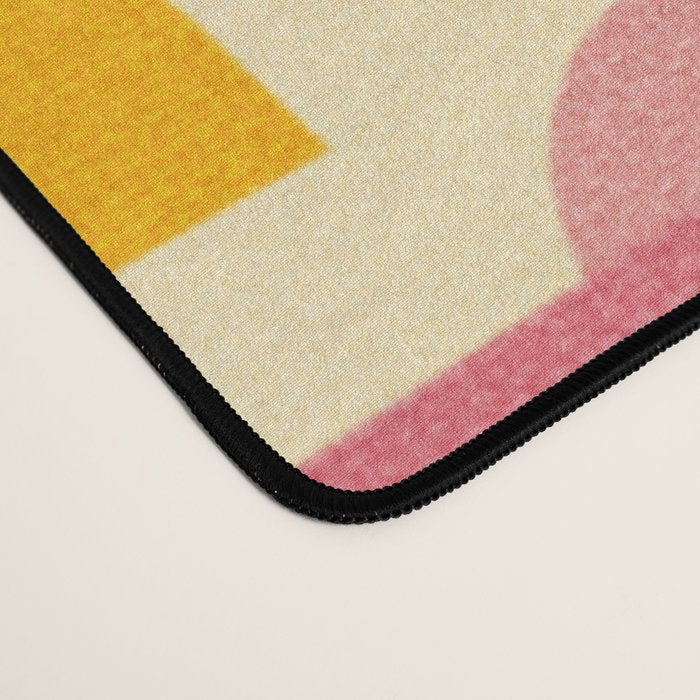 Retro Abstract Geometric Pattern with Bright Colorful Shapes and Fabric Texture Desk Mat Gallery Image 4