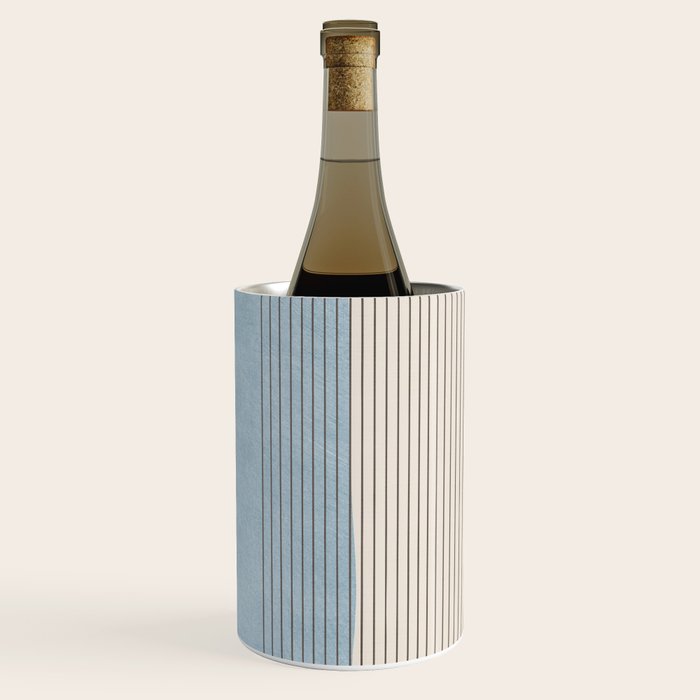 Light Blue Thin Black Lines Minimalism Modern Artwork Wine Chiller Gallery Image 1