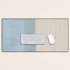 Light Blue Thin Black Lines Minimalism Modern Artwork Desk Mat Gallery Image 1