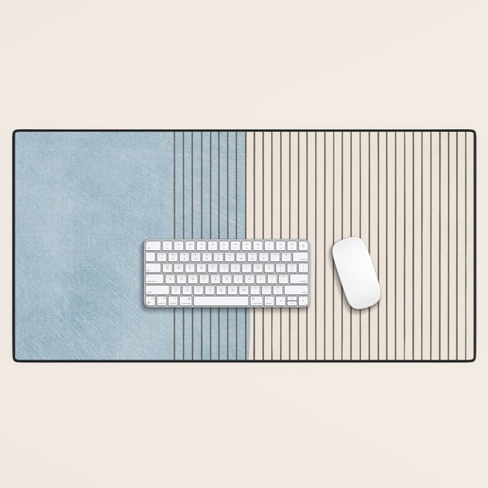 Light Blue Thin Black Lines Minimalism Modern Artwork Desk Mat Gallery Image 1
