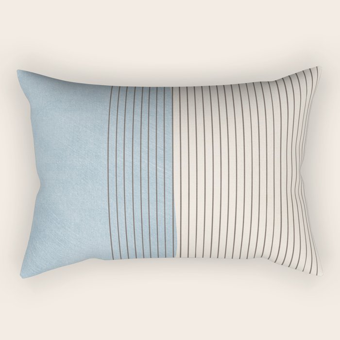 Light Blue Thin Black Lines Minimalism Modern Artwork Rectangular Pillow Gallery Image 2