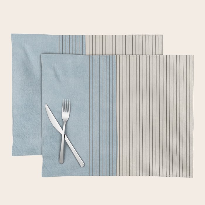Light Blue Thin Black Lines Minimalism Modern Artwork Placemat Gallery Image 1