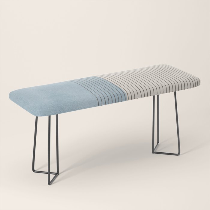 Light Blue Thin Black Lines Minimalism Modern Artwork Bench Gallery Image 1