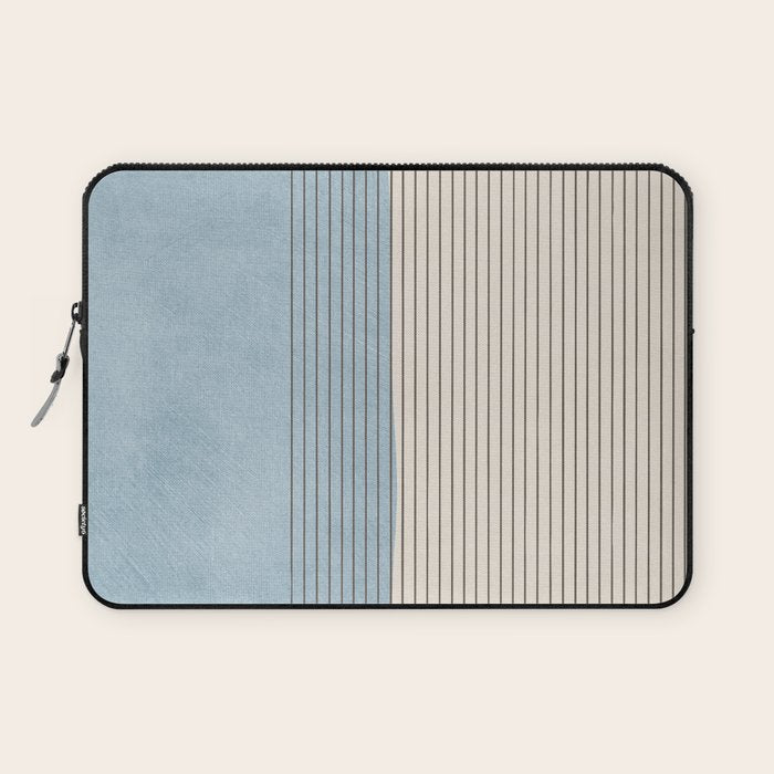 Light Blue Thin Black Lines Minimalism Modern Artwork Laptop Sleeve Gallery Image 1