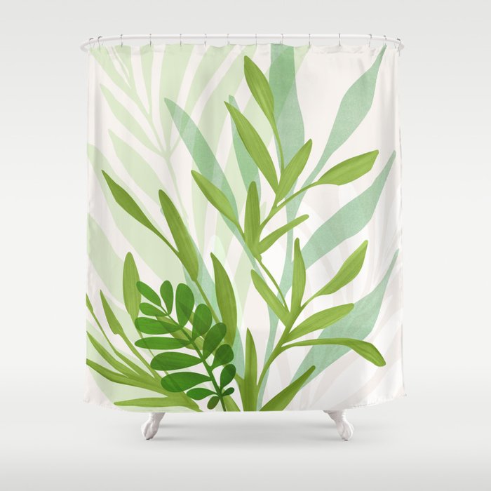 Wild Greenery / Abstract Botanical Series Shower Curtain Gallery Image 1