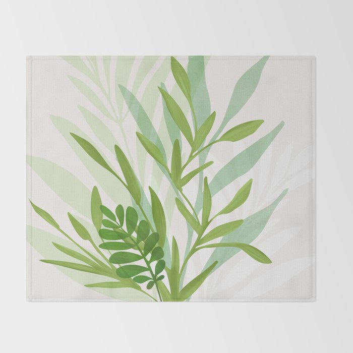 Wild Greenery / Abstract Botanical Series Throw Blanket Gallery Image 2