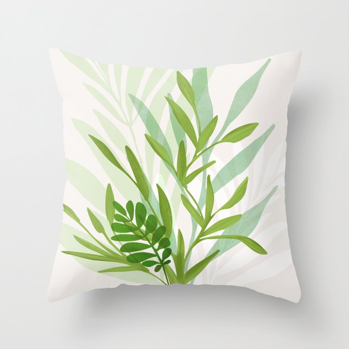 Wild Greenery / Abstract Botanical Series Throw Pillow Gallery Image 1