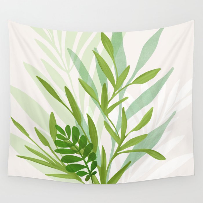 Wild Greenery / Abstract Botanical Series Wall Tapestry Gallery Image 1