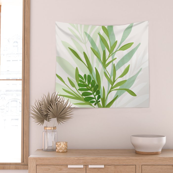 Wild Greenery / Abstract Botanical Series Wall Tapestry Gallery Image 2