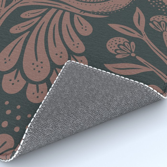 Peacock Dreams - Black & Terracotta Rug Gallery Image 4