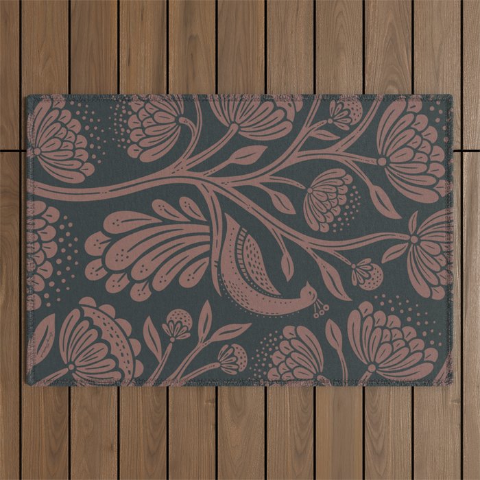 Peacock Dreams - Black & Terracotta Outdoor Rug Gallery Image 1