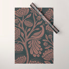 Peacock Dreams - Black & Terracotta Wrapping Paper Gallery Image 1