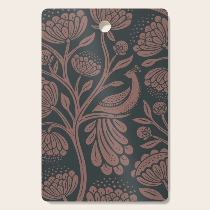 Peacock Dreams - Black & Terracotta Cutting Board Gallery Image 1