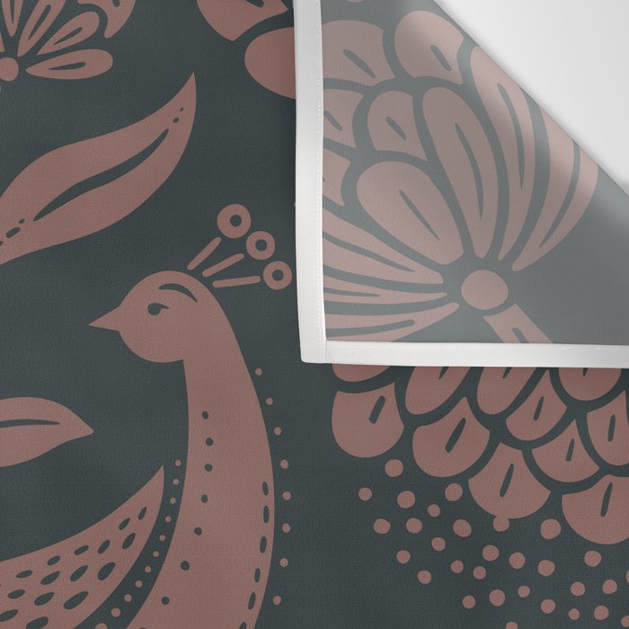 Peacock Dreams - Black & Terracotta Wall Tapestry Gallery Image 3