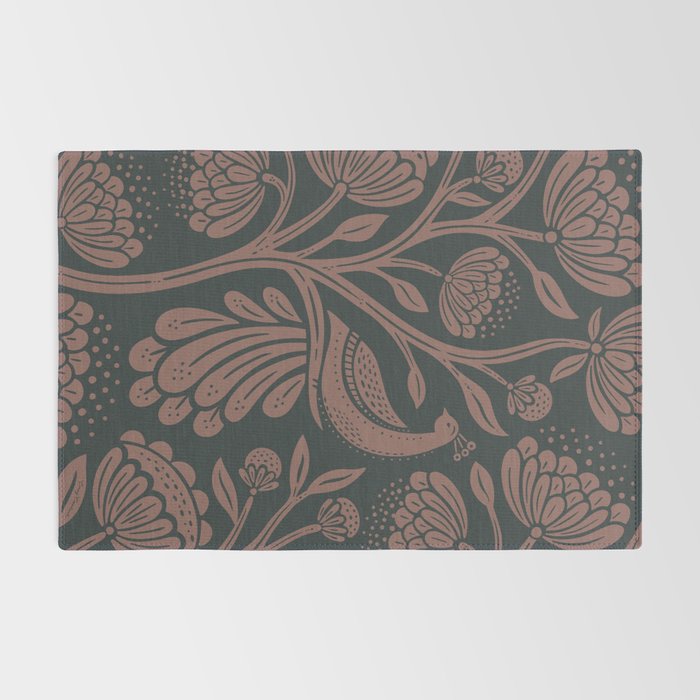 Peacock Dreams - Black & Terracotta Rug Gallery Image 2