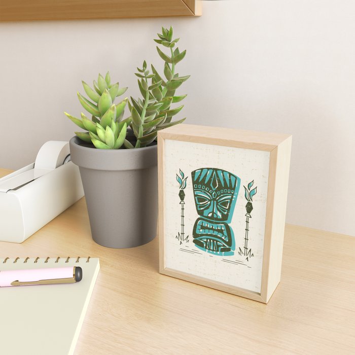 Tropical Tiki - Cream & Aqua Mini Art Print Gallery Image 2