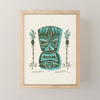 Tropical Tiki - Cream & Aqua Mini Art Print Gallery Image 1