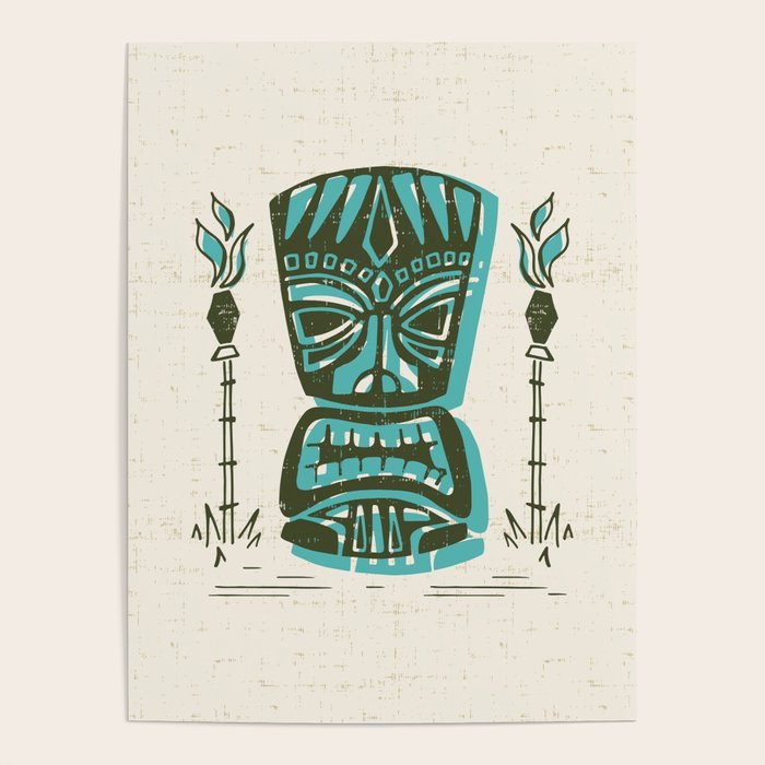 Tropical Tiki - Cream & Aqua Poster Gallery Image 1