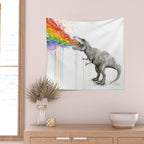 T-Rex Dinosaur Rainbow Puke Taste the Rainbow Watercolor Wall Tapestry Gallery Image 2
