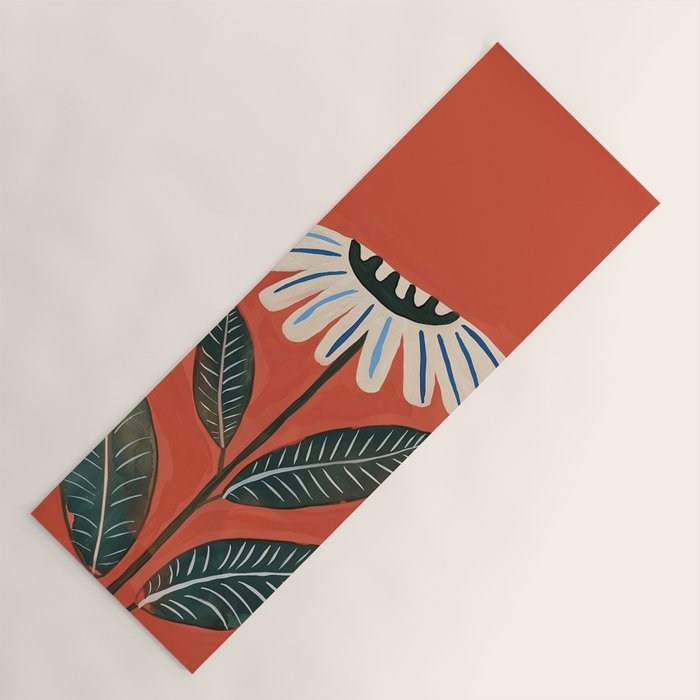 Folk Daisy Botanical Art Yoga Mat Gallery Image 1