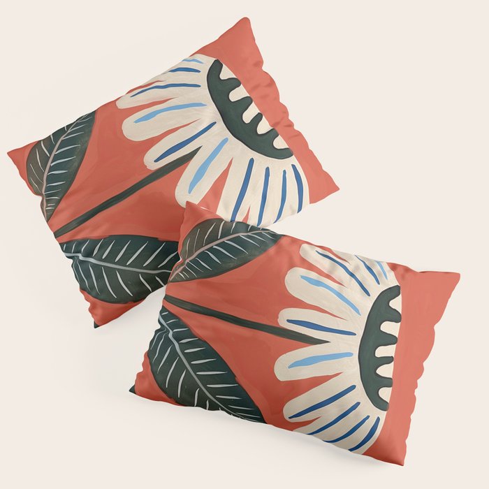 Folk Daisy Botanical Art Pillow Sham Gallery Image 3