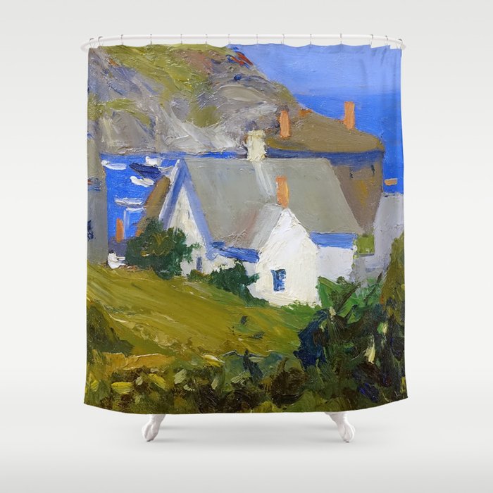 Monhegan Houses Maine by Edward Hopper 1916-1919 Shower Curtain Gallery Image 1