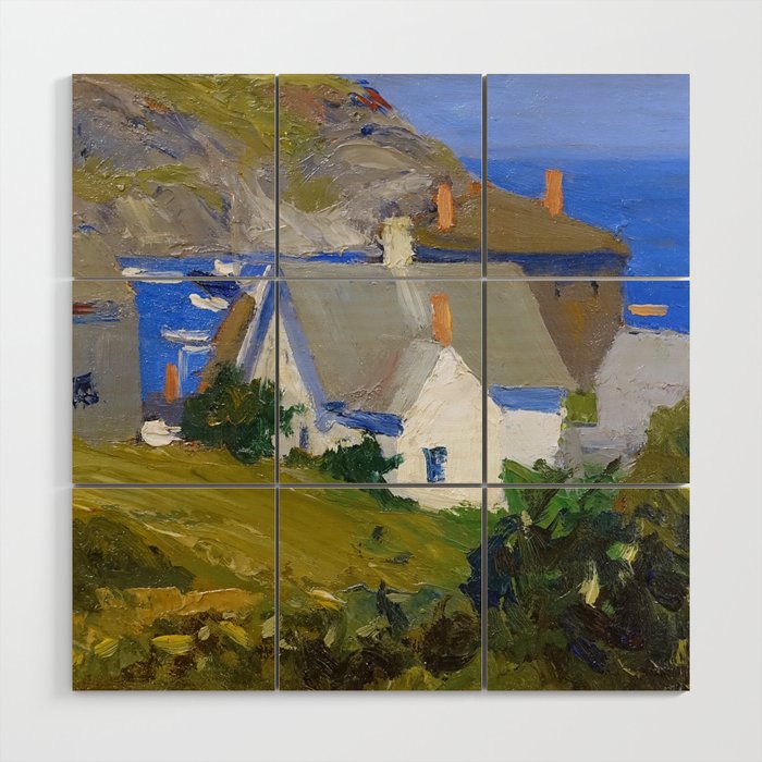 Monhegan Houses Maine by Edward Hopper 1916-1919 Wood Wall Art Gallery Image 1