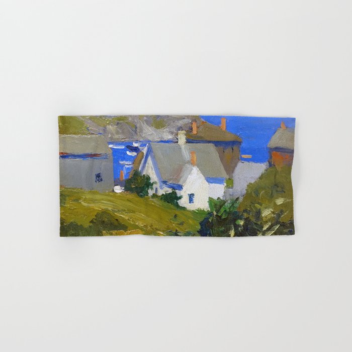 Monhegan Houses Maine by Edward Hopper 1916-1919 Bath Towel Gallery Image 1