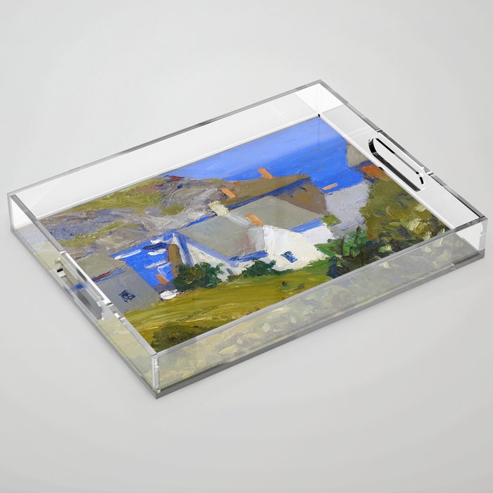 Monhegan Houses Maine by Edward Hopper 1916-1919 Acrylic Tray Gallery Image 1