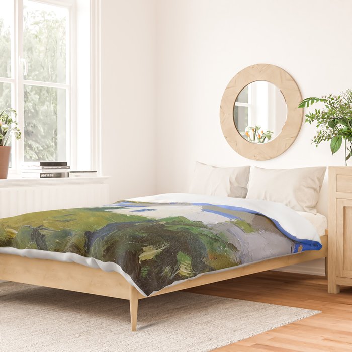 Monhegan Houses Maine by Edward Hopper 1916-1919 Duvet Cover Gallery Image 2