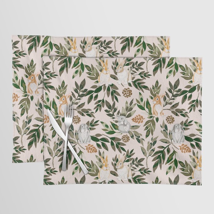 Rabbits in the green forest Placemat Gallery Image 1
