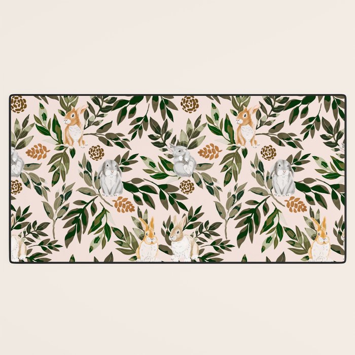 Rabbits in the green forest Desk Mat Gallery Image 3