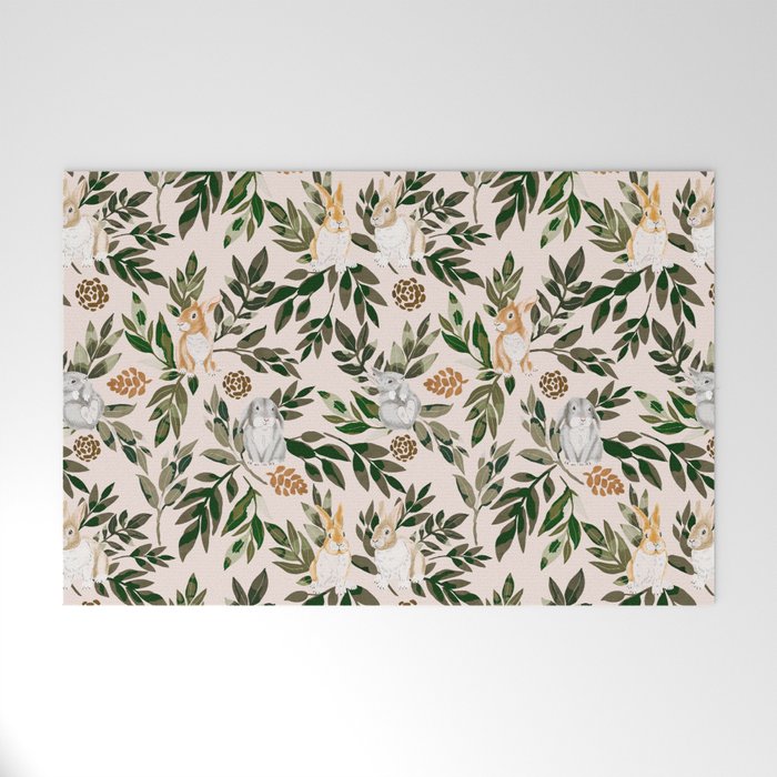 Rabbits in the green forest Welcome Mat Gallery Image 1