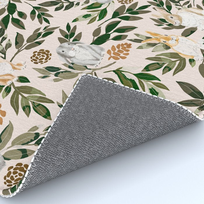 Rabbits in the green forest Rug Gallery Image 4