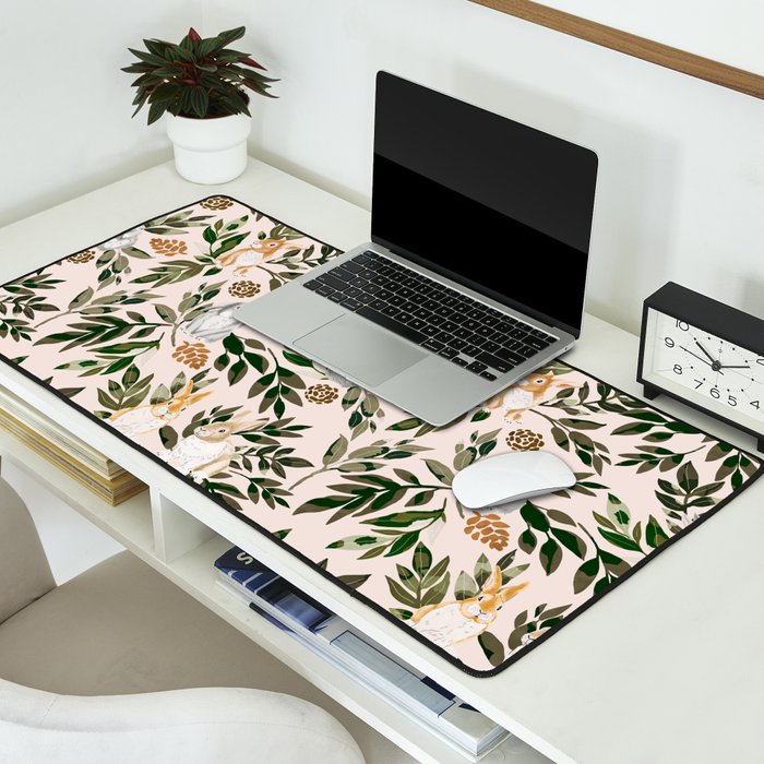 Rabbits in the green forest Desk Mat Gallery Image 2
