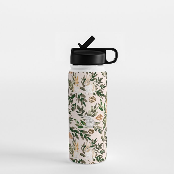 Rabbits in the green forest Water Bottle Gallery Image 1