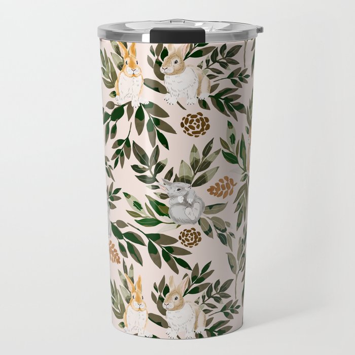 Rabbits in the green forest Travel Mug Gallery Image 1
