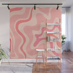 Retro Liquid Swirl Abstract in Soft Pink Wall Mural Gallery Image 1