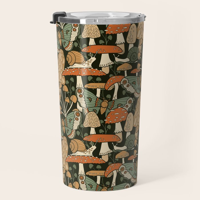 Mushroom Garden Winter Night Travel Mug Gallery Image 3
