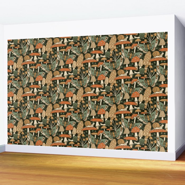 Mushroom Garden Winter Night Wall Mural Gallery Image 2