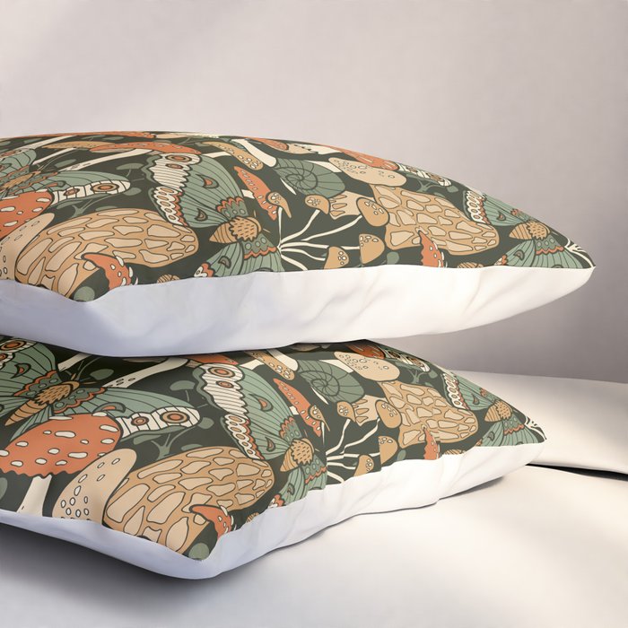 Mushroom Garden Winter Night Pillow Sham Gallery Image 3