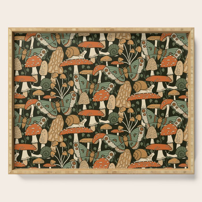 Mushroom Garden Winter Night Serving Tray Gallery Image 1