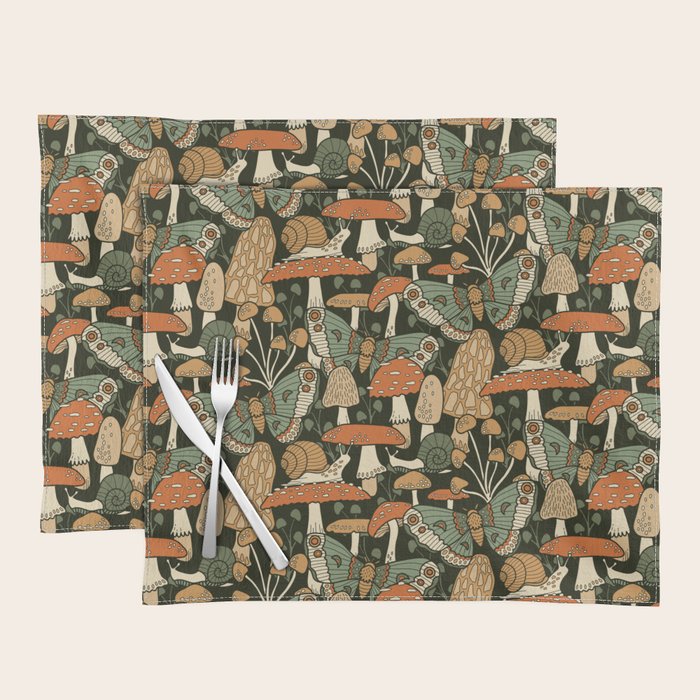 Mushroom Garden Winter Night Placemat Gallery Image 1