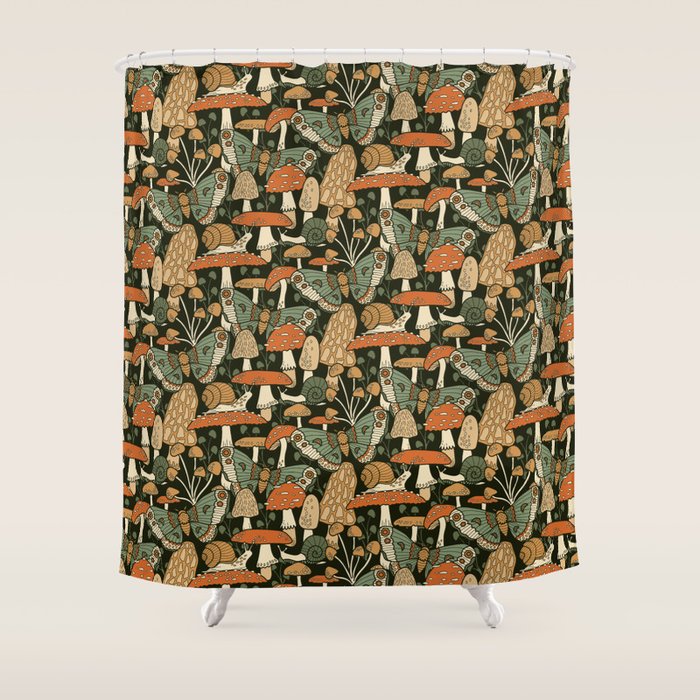 Mushroom Garden Winter Night Shower Curtain Gallery Image 1