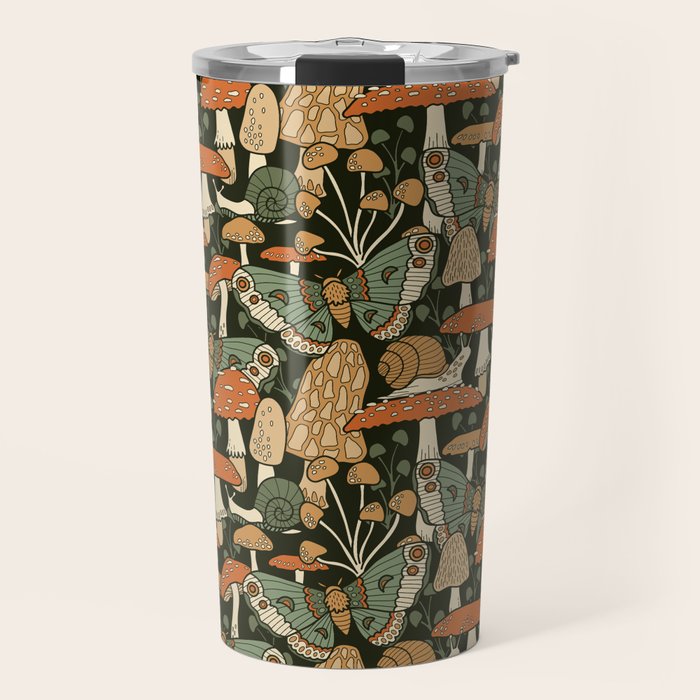 Mushroom Garden Winter Night Travel Mug Gallery Image 1