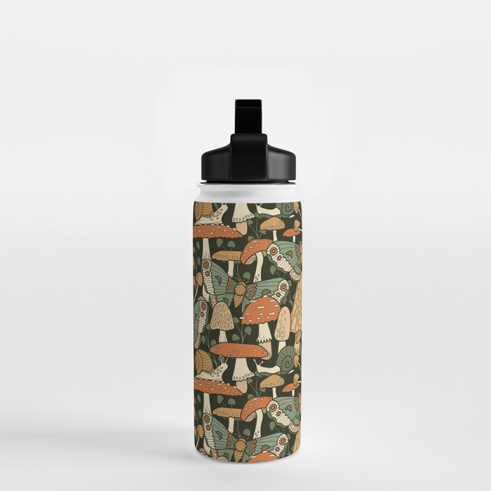 Mushroom Garden Winter Night Water Bottle Gallery Image 2