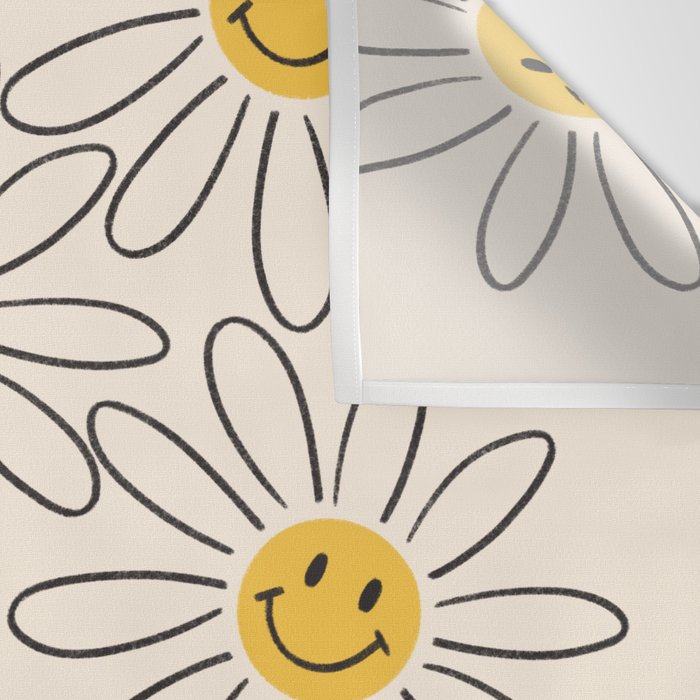 Smiley face 70s Daisy  Wall Tapestry Gallery Image 3