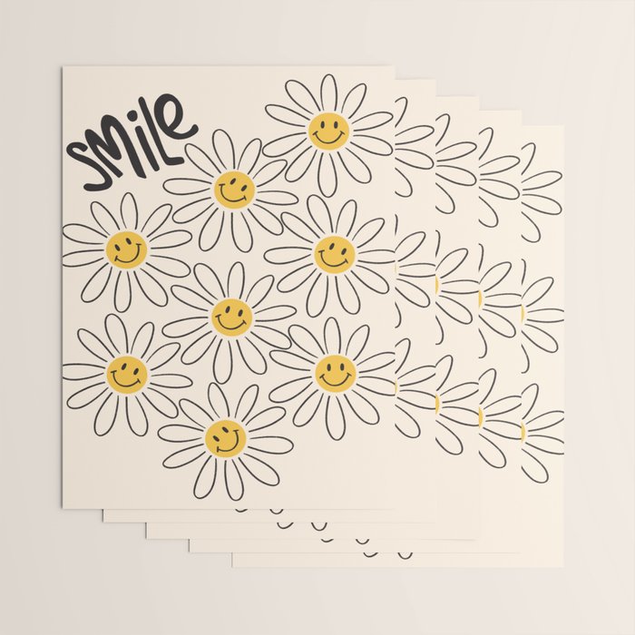 Smiley face 70s Daisy  Wrapping Paper Gallery Image 3
