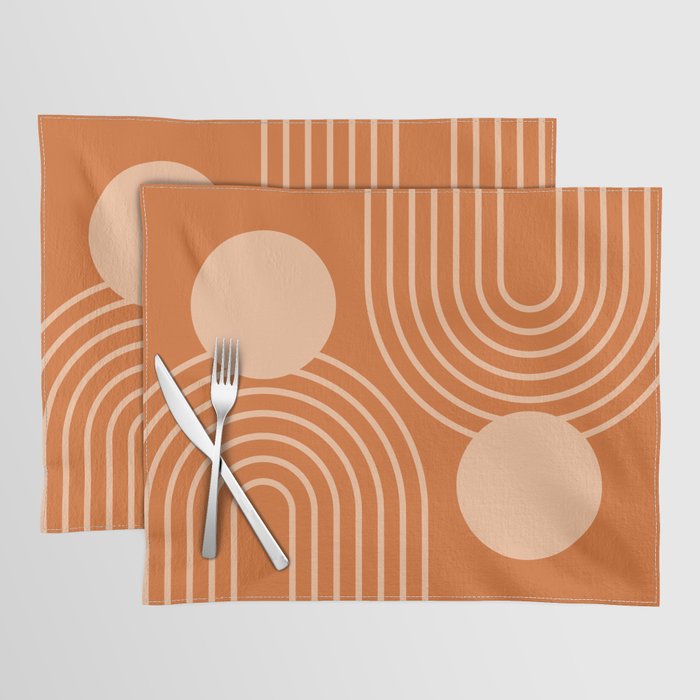 Mid Century Modern Geometric 194 in Orange Shades Placemat Gallery Image 1