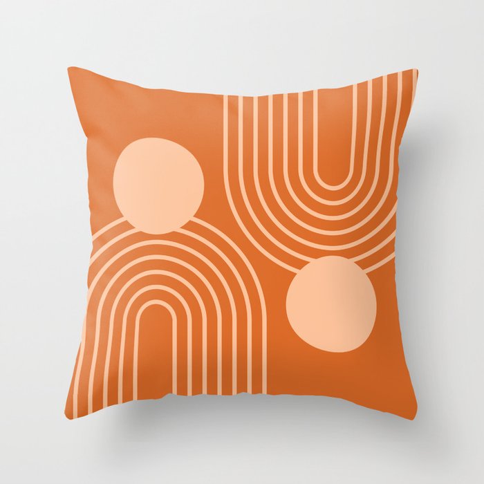 Mid Century Modern Geometric 194 in Orange Shades Throw Pillow Gallery Image 6